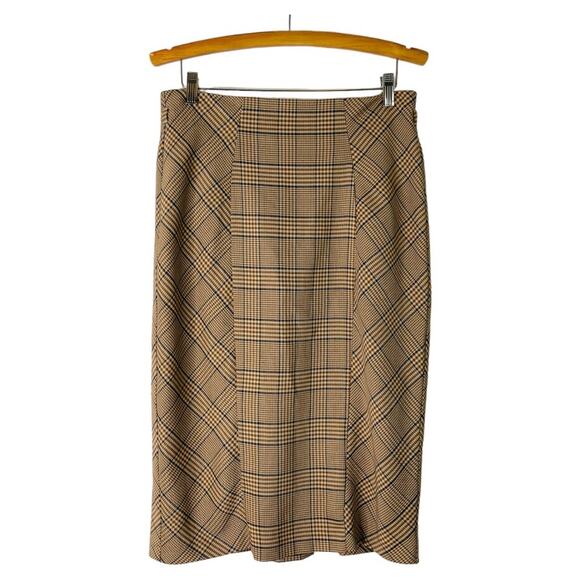7th Avenue Dresses & Skirts - 7th Avenue brown black tan plaid pleated ruffle preppy academia midi skirt 8